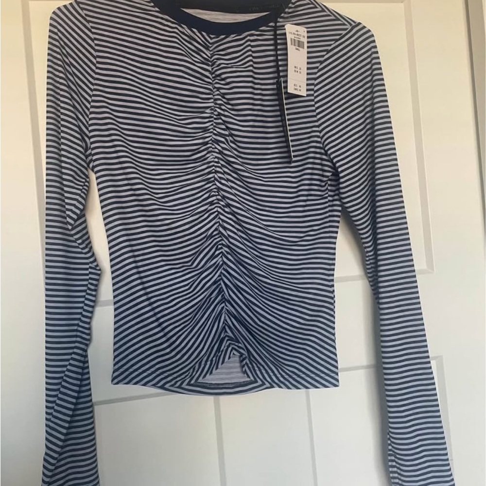 Abercrombie Striped Navy and White Long Sleeve Top